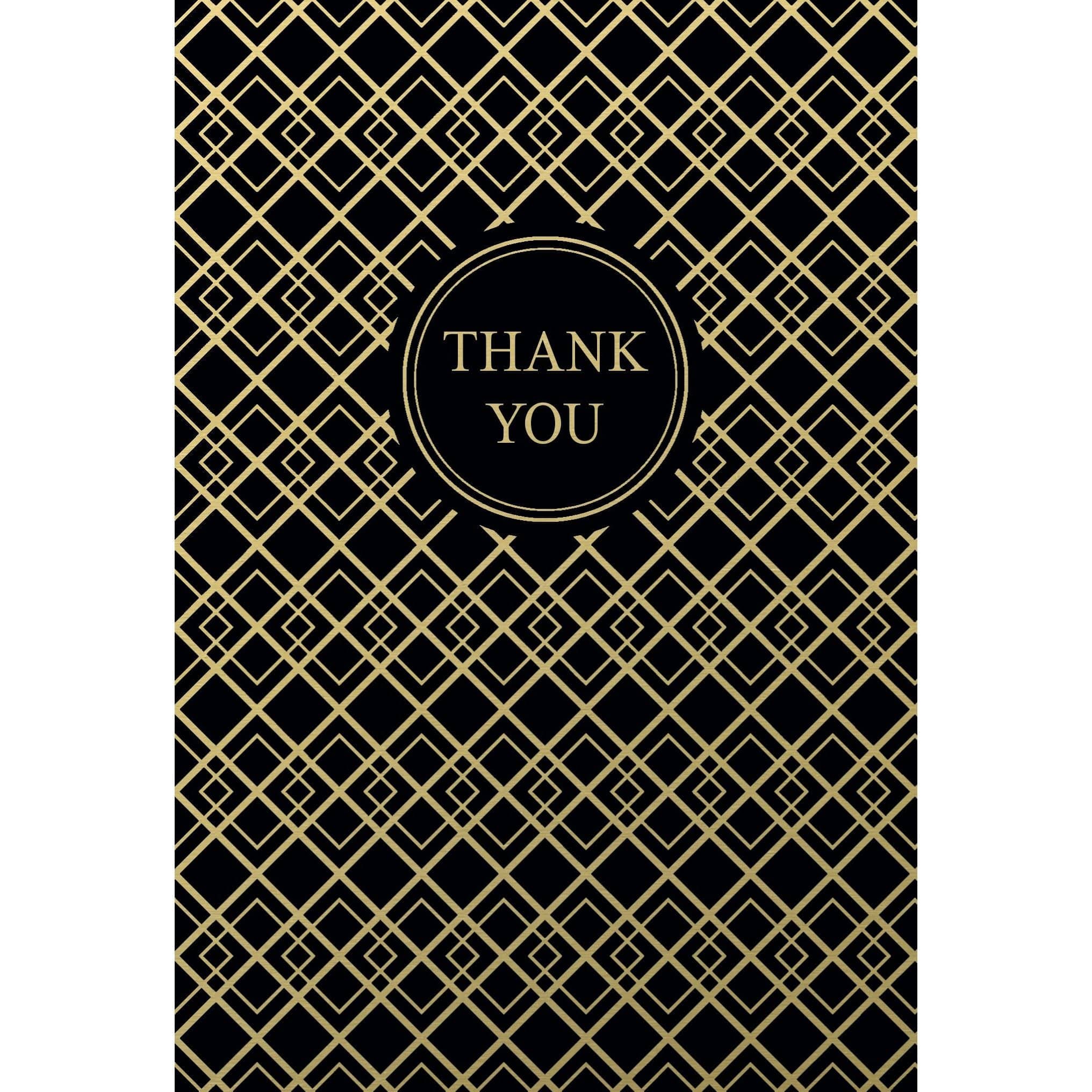 Black and gold thank you card from Pictura's everyday card collection, featuring elegant design and "Thank You" message.